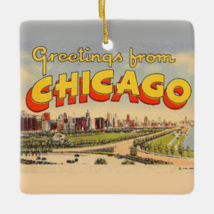  Groeten uit Chicago Kaart Keramisch Ornament