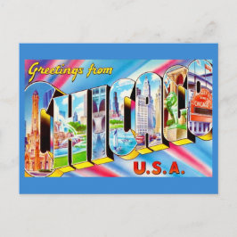 Groeten uit Chicago Kleurrijke ansichtkaart Briefkaart