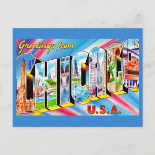 Groeten uit Chicago Kleurrijke ansichtkaart Briefkaart
