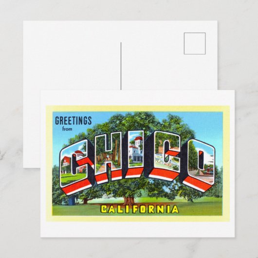  groeten uit Chico, Californië, Briefkaart (Voorkant / Achterkant)