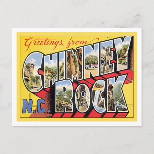 Groeten uit Chimney Rock North Carolina Briefkaart (Voorkant)