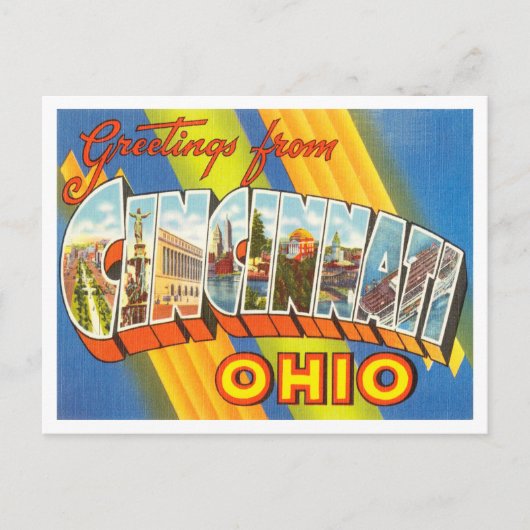 Groeten uit Cincinnati, Ohio Vintage Travel Briefkaart (Voorkant)