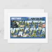 Groeten uit Clarksburg, West Virginia! Retro Briefkaart (Voorkant / Achterkant)