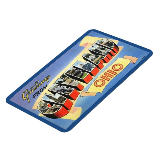 Groeten uit Cleveland,  Briefkaart Ohio Magneet (Linkerzijde)