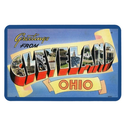Groeten uit Cleveland,  Briefkaart Ohio Magneet (Horizontaal)