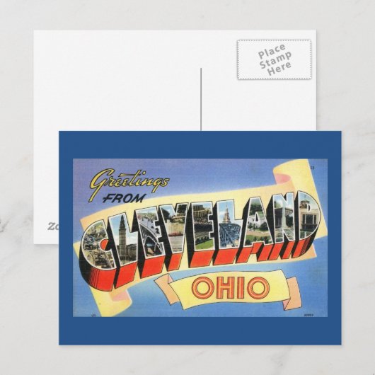 Groeten uit Cleveland, Ohio Vintage Briefkaart (Voorkant / Achterkant)