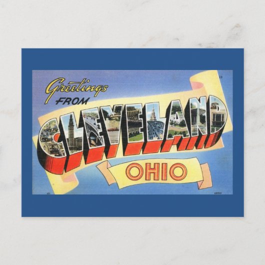 Groeten uit Cleveland, Ohio Vintage Briefkaart (Voorkant)