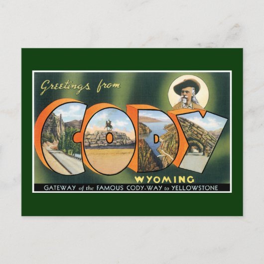 Groeten uit Cody, Wyoming.  postkaart (Voorkant)