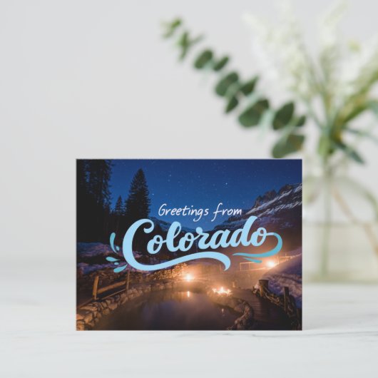 Groeten uit Colorado - Night Hot Springs Briefkaart (Staand voorkant)