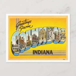 Groeten uit Columbus, Indiana Vintage Travel Briefkaart