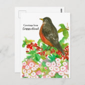 Groeten uit Connecticut Amerikaanse Robin Briefkaart (Voorkant / Achterkant)