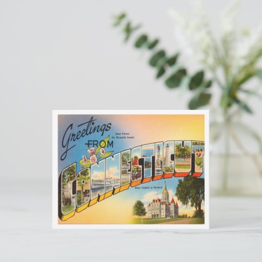 Groeten uit Connecticut Vintage Travel Briefkaart (Staand voorkant)