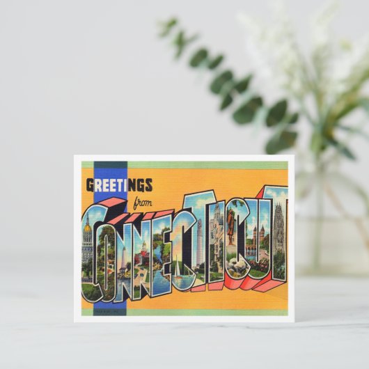 Groeten uit Connecticut Vintage Travel Briefkaart (Staand voorkant)