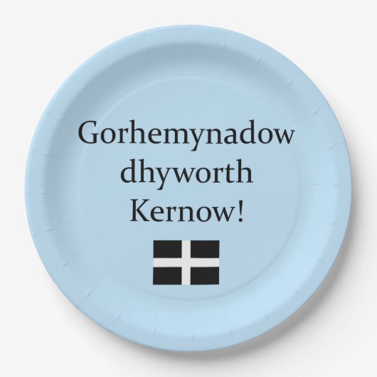Groeten uit Cornwall in Cornish Language Papieren Bordje (Voorkant)