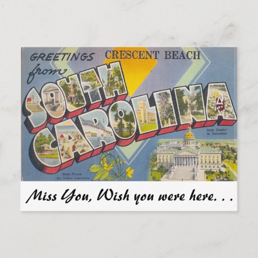 Groeten uit Crescent Beach, South Carolina Briefkaart (Voorkant)