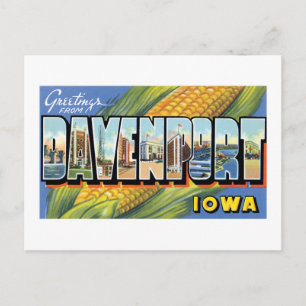 Groeten uit Davenport, Iowa. Briefkaart