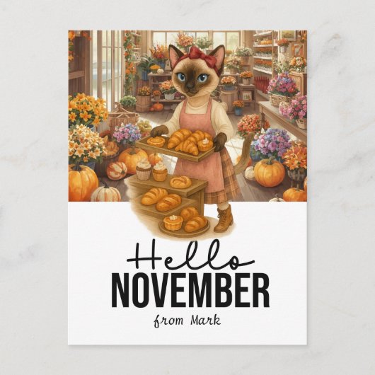 Groeten uit de Cat Lovers Bakery Feestdagenkaart (Voorkant)