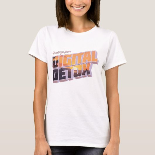 Groeten uit de digitale detox t-shirt (Voorkant)