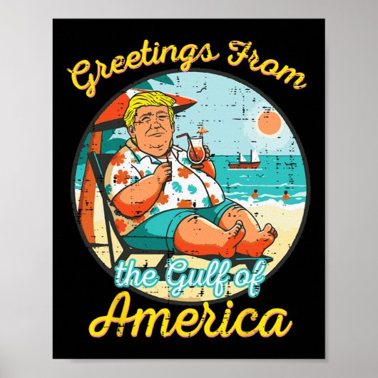 Groeten uit de Golf van Amerika Strand Grappig Poster (Voorkant)