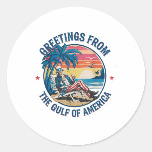 Groeten uit de Golf van Amerika Trump Patrio Ronde Sticker