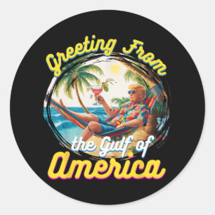 Groeten uit de Golf van Amerika Trump Patrio Ronde Sticker