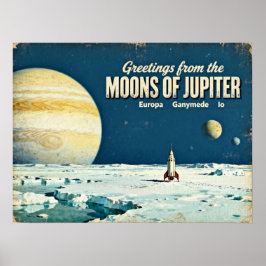 Groeten uit de manen van Jupiter Retro Sci-Fi P Poster