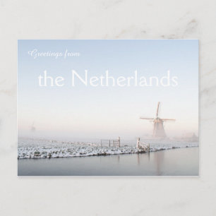 Groeten uit de Nederlandse winterwindmolenkaart Briefkaart