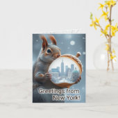 Groeten uit de New York Squirrel Kaart (Gele Bloem)
