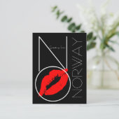 Groeten uit de Noorse Rode Lipstick Kiss Black Briefkaart (Staand voorkant)