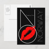Groeten uit de Noorse Rode Lipstick Kiss Black Briefkaart (Voorkant / Achterkant)