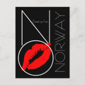 Groeten uit de Noorse Rode Lipstick Kiss Black Briefkaart (Voorkant)