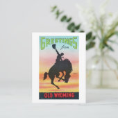  groeten uit de oude Wyoming Cowboy Briefkaart (Staand voorkant)