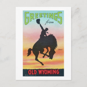  groeten uit de oude Wyoming Cowboy Briefkaart
