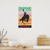 groeten uit de oude Wyoming Cowboy Poster (Keuken)