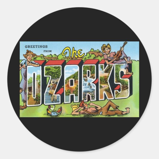 Groeten uit de Ozarks Ronde Sticker (Voorkant)