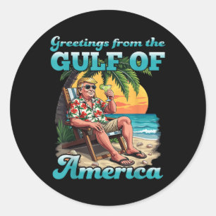 Groeten uit de patriottische Golf van de VS Ronde Sticker