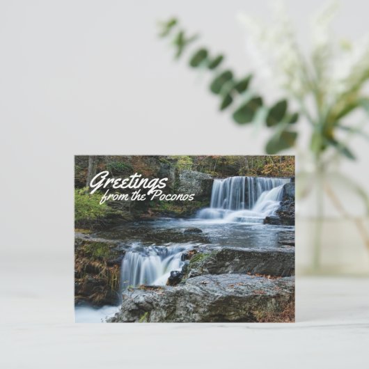 Groeten uit de Poconos. Fabrieksmatige Herfsten Briefkaart (Staand voorkant)