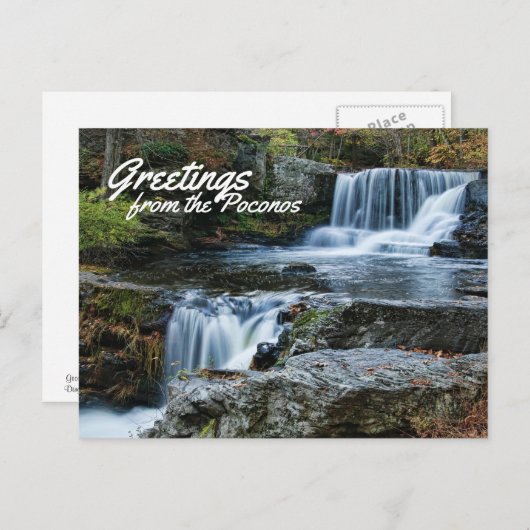 Groeten uit de Poconos. Fabrieksmatige Herfsten Briefkaart (Voorkant / Achterkant)