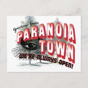 Groeten uit de stad Paranoia Briefkaart
