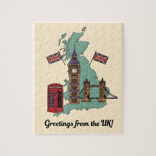 Groeten uit de UK Britse Landmarks Reis Legpuzzel (Verticaal)