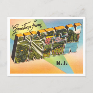 Groeten uit de Unie, New Jersey Vintage Travel Briefkaart