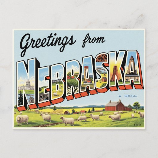 Groeten uit de Vintage van Nebraska Briefkaart (Voorkant)