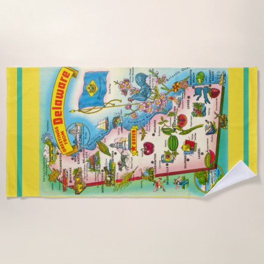 Groeten uit Delaware Kaart Strandlaken (Voorkant)