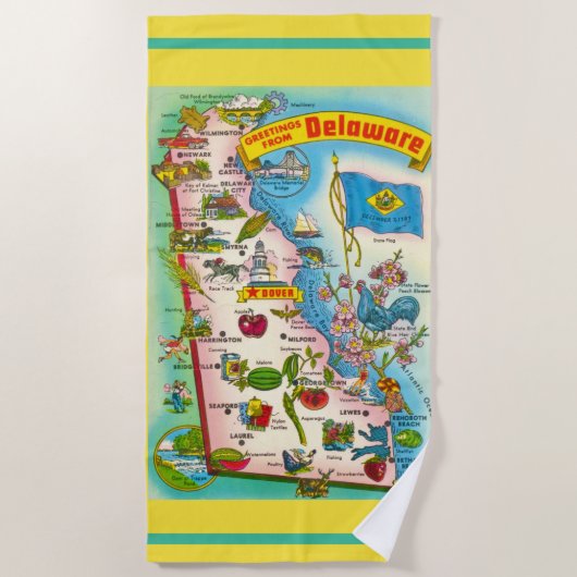 Groeten uit Delaware Kaart Strandlaken (Voorkant)