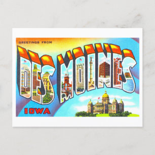  groeten uit Des Moines, Iowa, Briefkaart