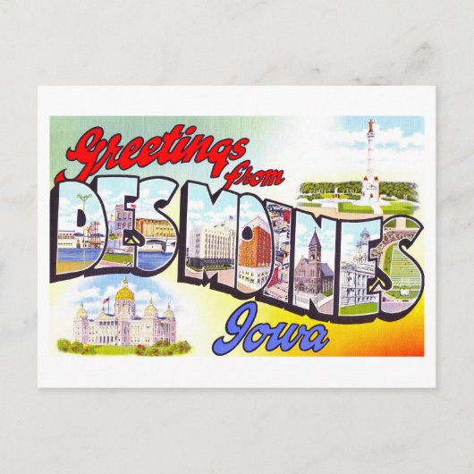  groeten uit Des Moines, Iowa, Briefkaart (Voorkant)