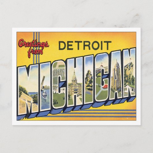 Groeten uit Detroit Michigan Briefkaart (Voorkant)