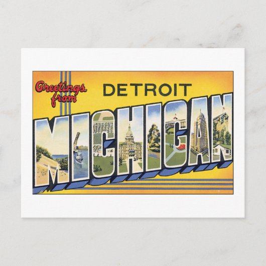 Groeten uit Detroit, Michigan Briefkaart (Voorkant)