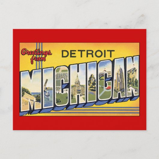 Groeten uit Detroit Michigan Briefkaart (Voorkant)
