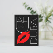 Groeten uit Dubai Red Lipstick Kiss Black Briefkaart (Staand voorkant)